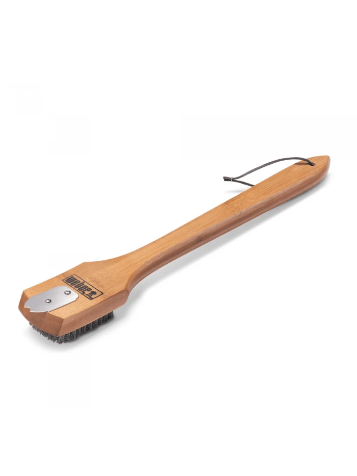 Brosse De Nettoyage Poignée En Bambou, Poils En Acier Inoxydable - Weber 1 Brosse De Nettoyage Poignée En Bambou, Poils En Acier Inoxydable - Weber