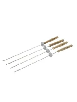 Set De 4 Brochettes En Inox Et Bois Avec Bague Coulissante - Barbecook